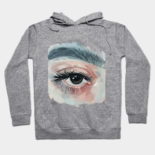 Color drowing of the eyes. Hoodie